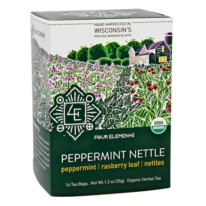 Four Elements Organic Herbals - Vente Sachets de thé - Thé à la menthe poivrée et à l'ortie - 16 sachets1
