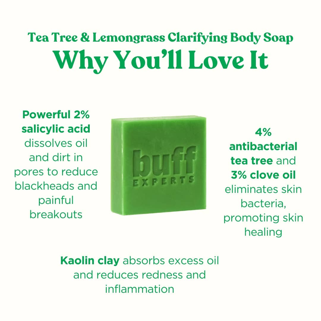 Buff Experts - 🇨🇦 - Wholesale Bar Soap - Tea Tree & Lemongrass Clarifying Body Soap- Treats Body Acne1