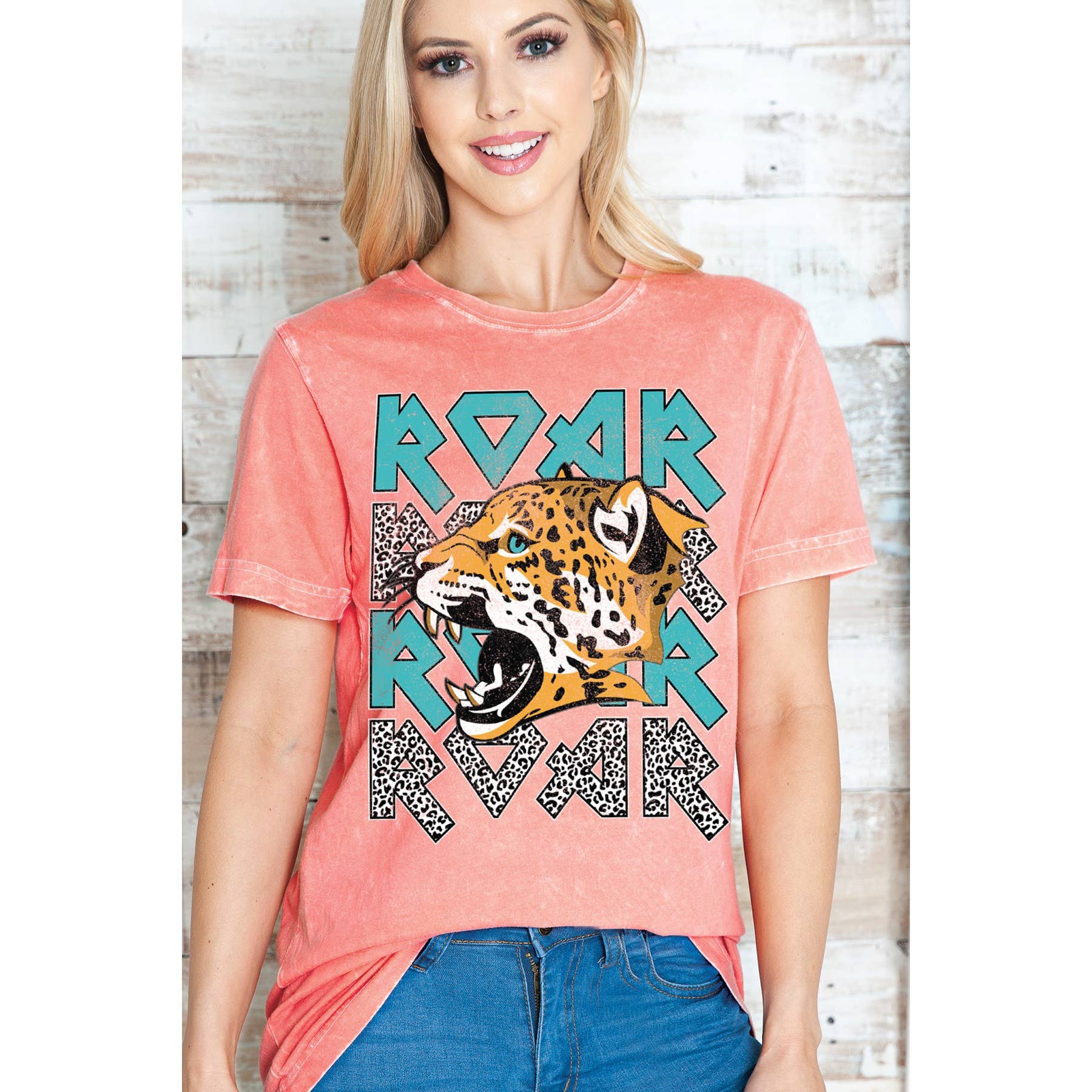 Amused by Blue - Wholesale Screen Printed T-Shirt - Women's - ROAR ROAR - Vintage Mineral Wash4