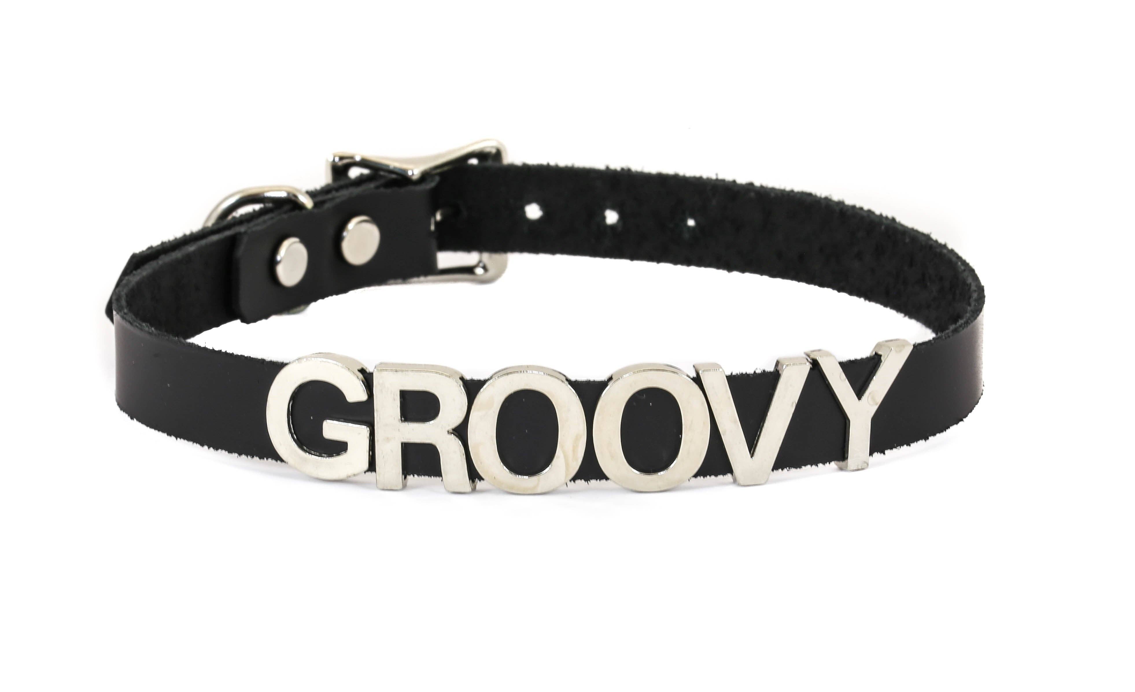 Funk Plus - Wholesale Choker/Collar - FC291 GENUINE LEATHER STAINLESS STEEL LETTER NAME FETISH  CHOKER14