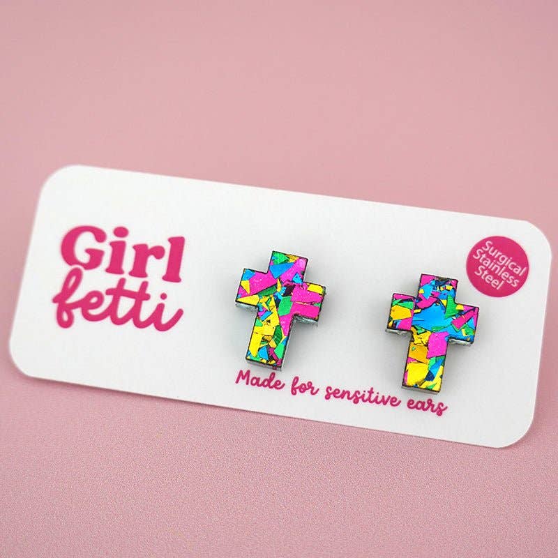 Girlfetti - Wholesale Stud/Post Earrings - Christian Easter Cross Acrylic Stud Earrings6