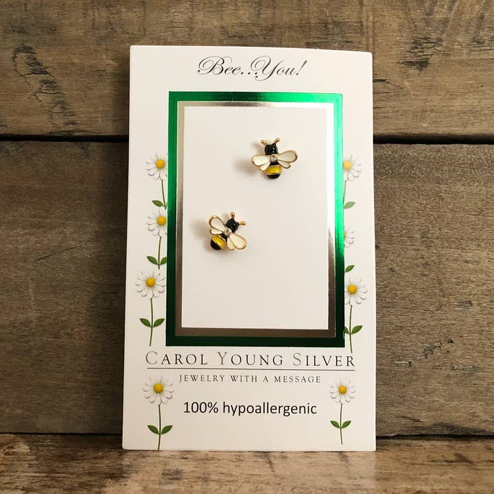 Carol Young Silver - Wholesale Stud/Post Earrings - Bee Earrings on CARD/ Jewelry0