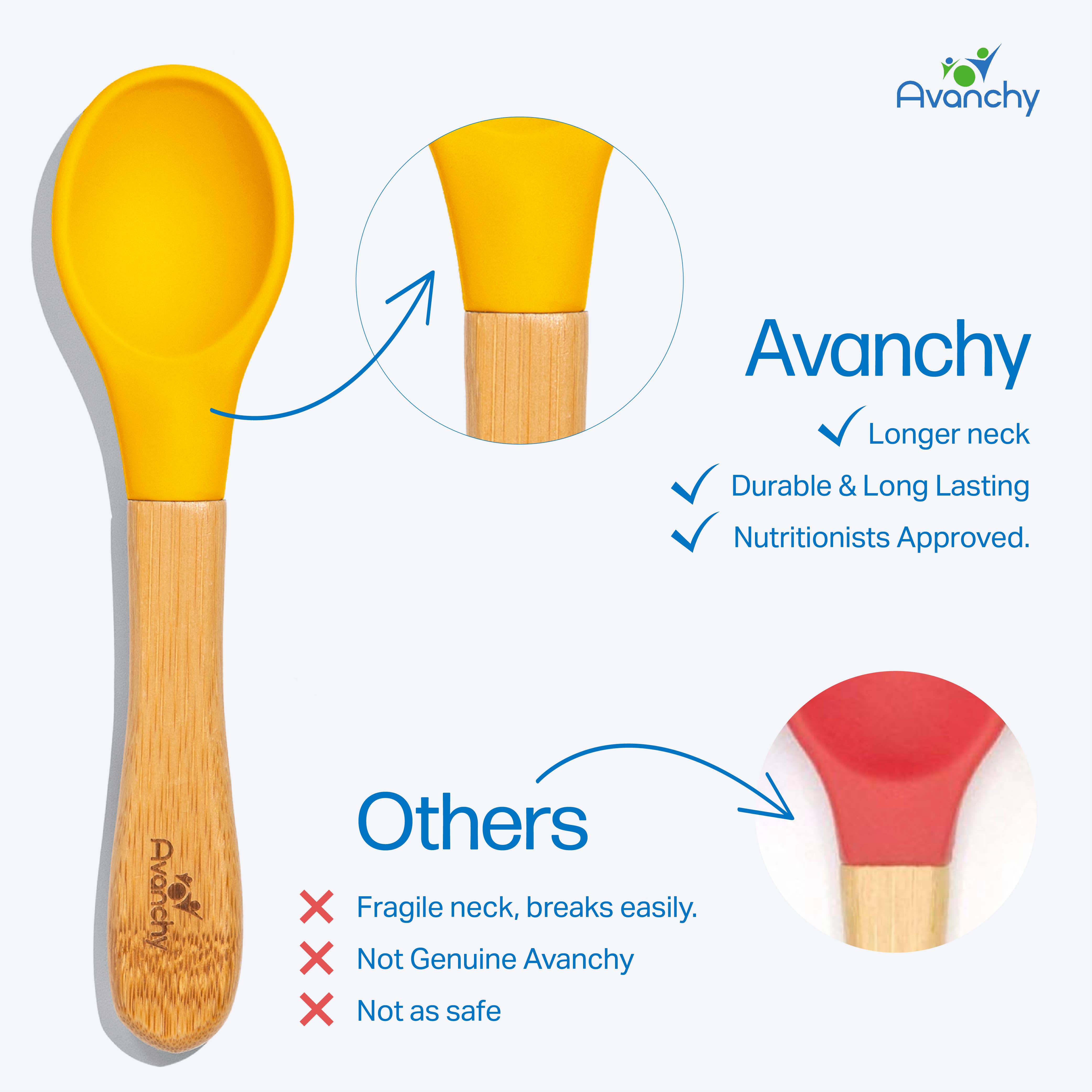 Avanchy - Wholesale Feeding Set - Baby - Avanchy Bamboo and Silicone Baby Spoons (Older Babies)5
