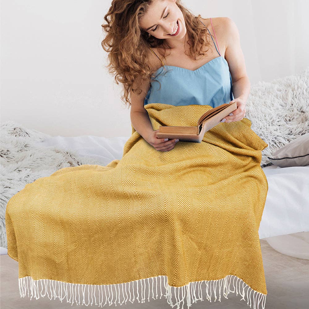Pavilia - Wholesale Throw Blanket - Herringbone Knit Fringe Throw Blanket17