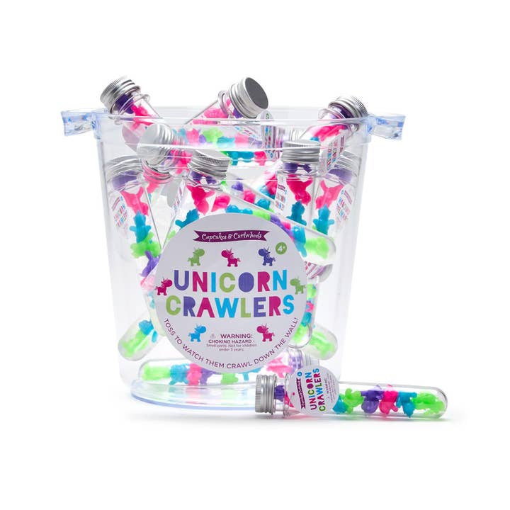 32 Pc Set of 8 Unicorn Crawlers in Test Tube Unit for wholesale by Cupcakes & Cartwheels by Two's Company