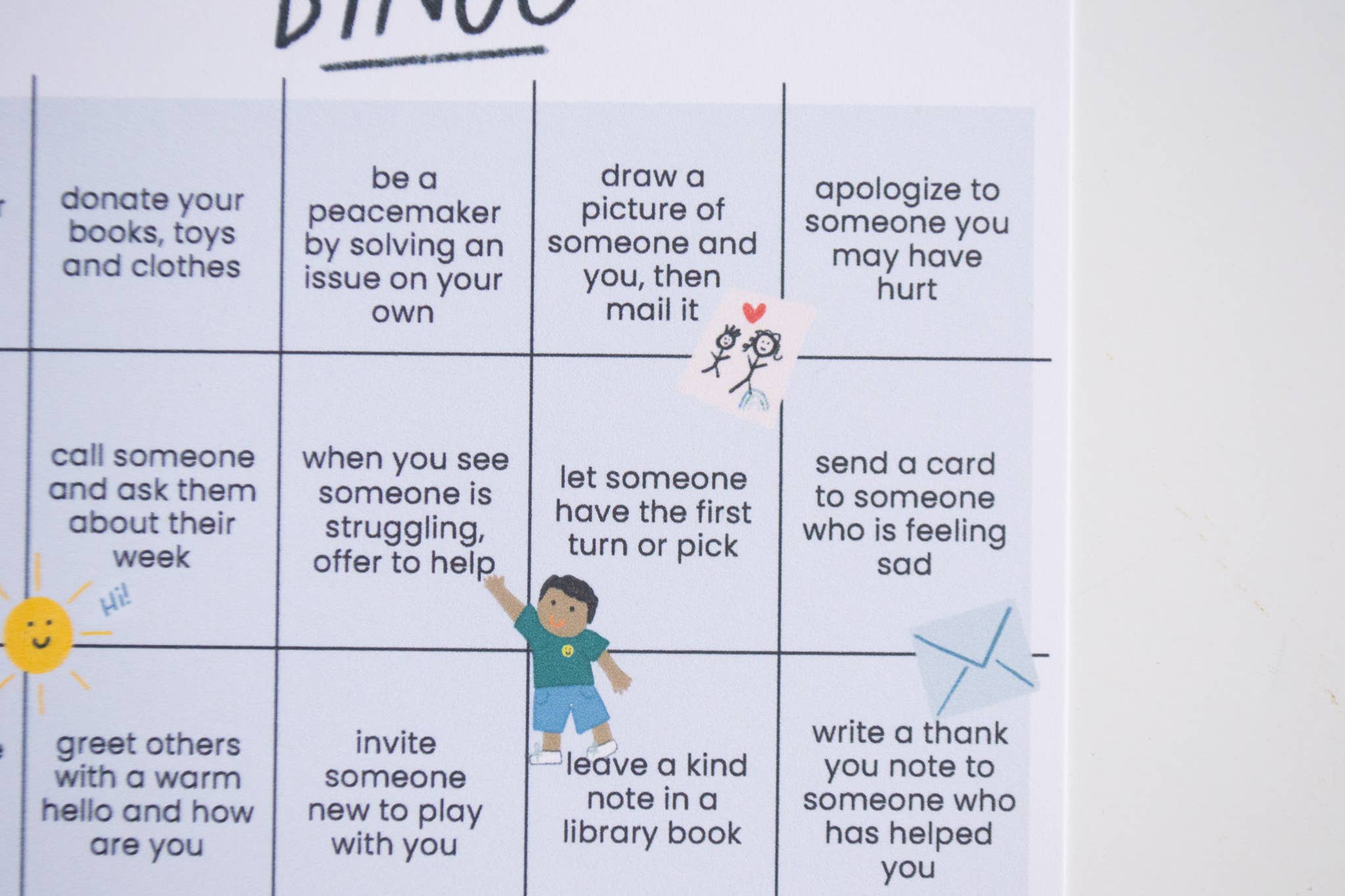 give with joy - Wholesale Learning Cards - Kids & Baby - Kindness Bingo Card2
