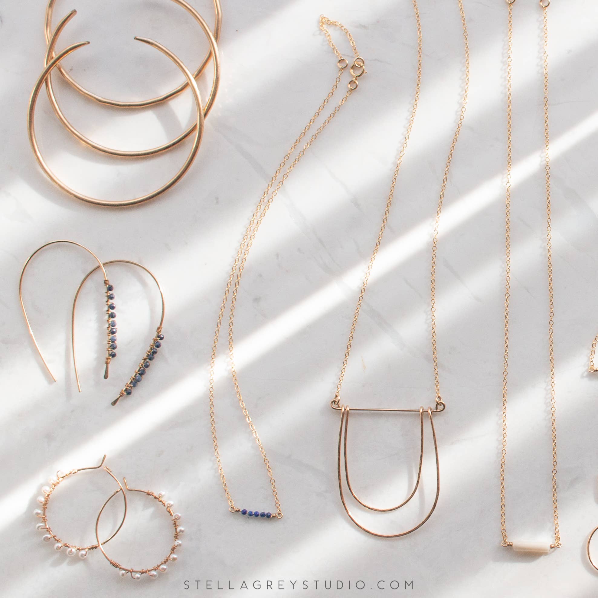 Good Wknd - Wholesale Hoop Earrings - Sapphire Gemstone Abstracted Hoop Earrings1