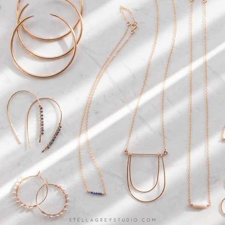 Good Wknd - Wholesale Hoop Earrings - Sapphire Gemstone Abstracted Hoop Earrings1