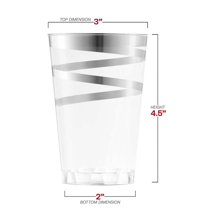 Smarty had a Party - Wholesale Disposable Cup - 12 oz. Clear with Silver Swirl Plastic Tumblers - 240 pcs2