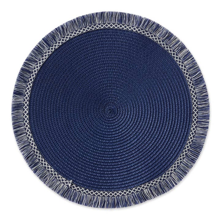Design Imports - Wholesale Placemat - Midnight Blue Round Fringed Placemats