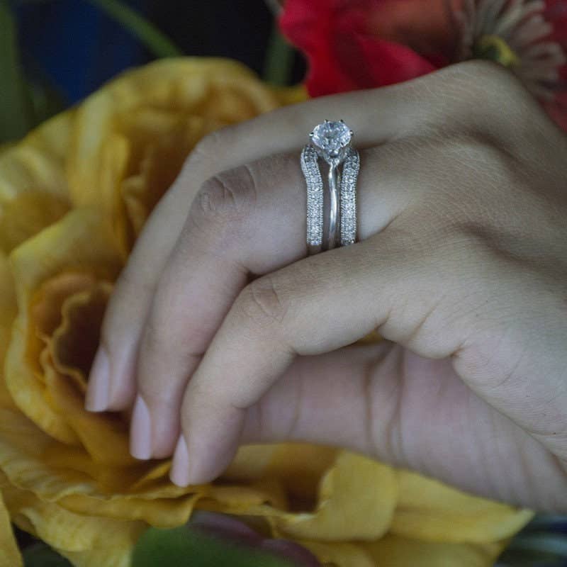 TwoBirch - Vendita all'ingrosso Anelli di fidanzamento - Anello di fidanzamento in argento Sterling con moissanite da 0,48 ct5