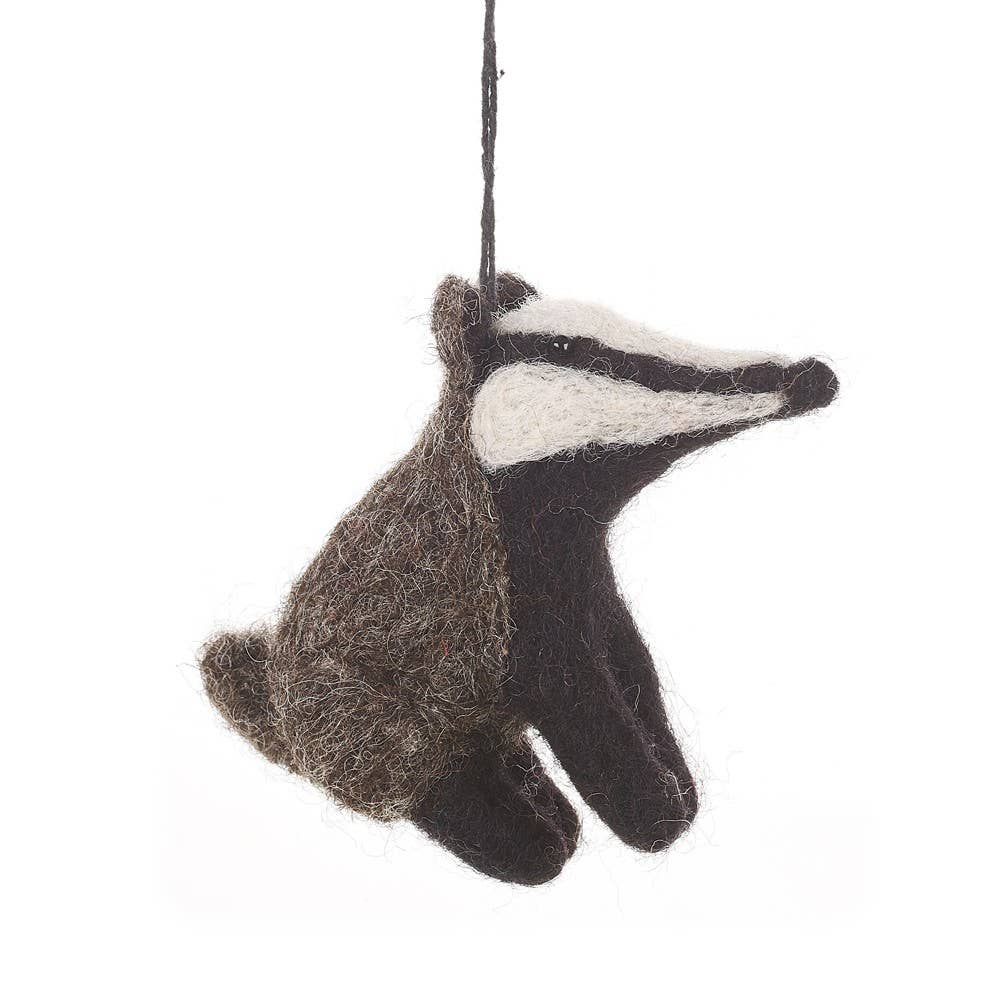 Felt So Good - Wholesale Ornament - Handmade Felt Bertie Badger Hanging Biodegradable Decoration1
