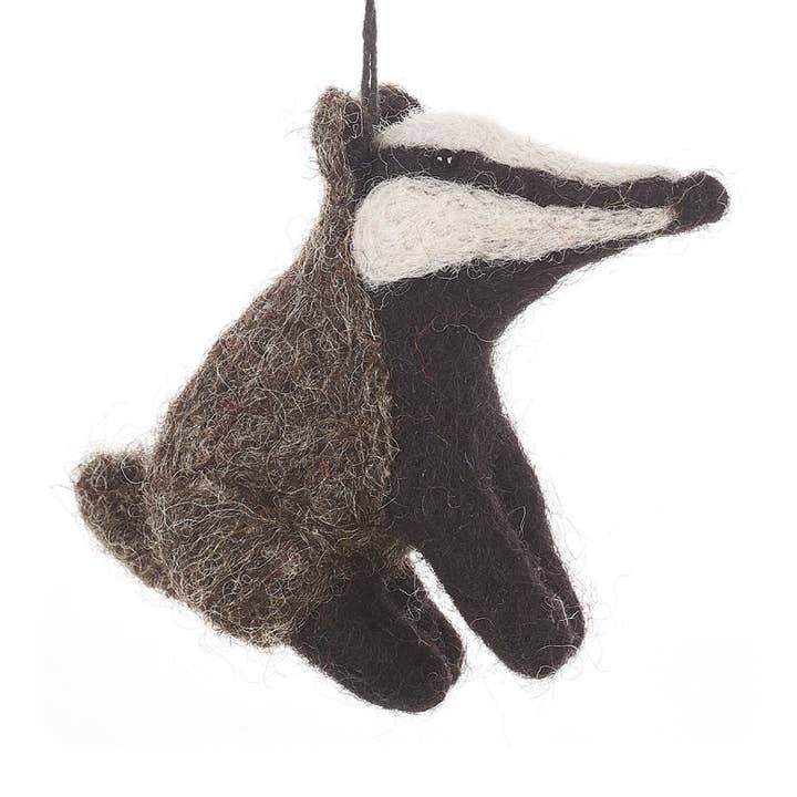 Felt So Good - Wholesale Ornament - Handmade Felt Bertie Badger Hanging Biodegradable Decoration1
