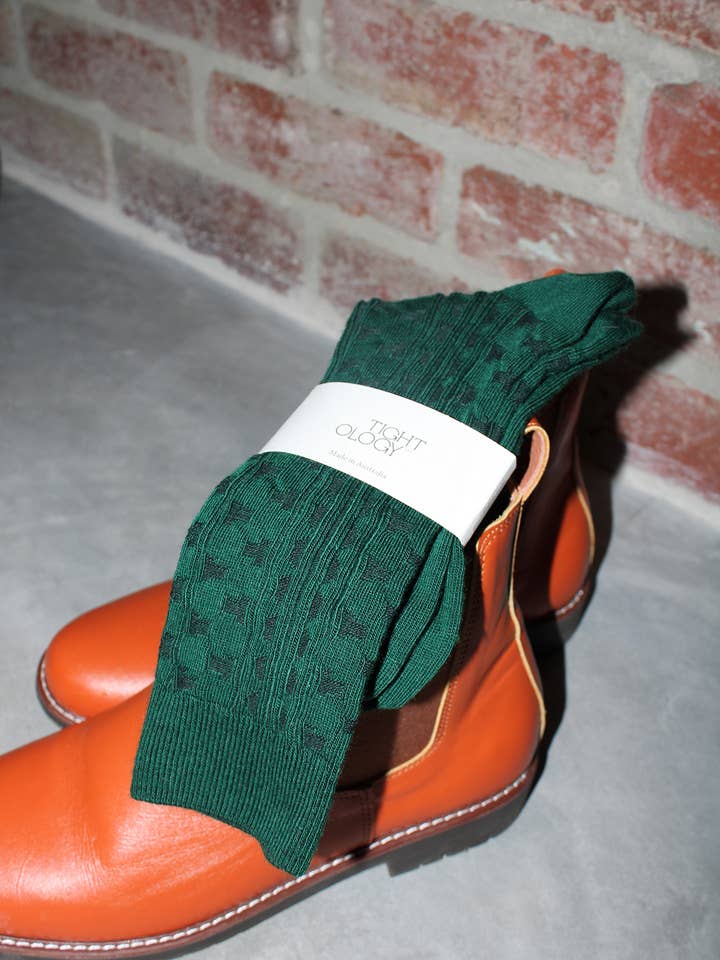 Tightology - Wholesale Socks – Unisex - 'Industry' Green Merino Wool Socks1