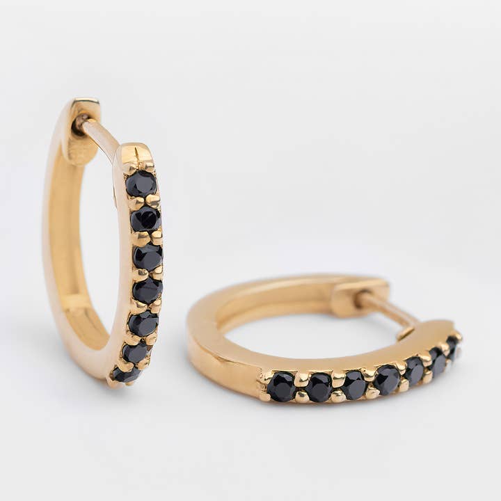 Dax - 18K gouden Vermeil zwarte onyx oorbellen voor wholesale door Zafeer