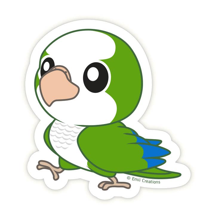 Emii Creations - Wholesale Sticker - Green Quaker Parrot Bird Vinyl Sticker0