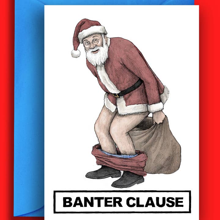 Banterklausul - Sæk - Sjovt julekort for engroshandel hos Quite Good Cards