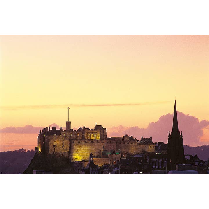 Medium Postcard Old Town Skyline At Dusk for wholesale by Island Blue Publishing