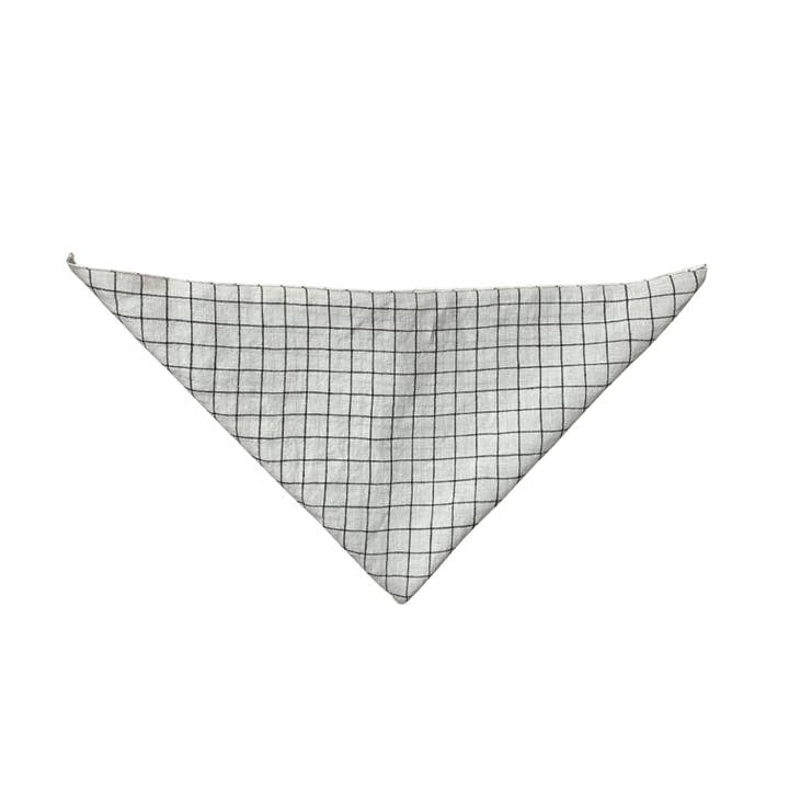 Cream and Navy Plaid Linen Dog Bandana for wholesale by Behle Farm