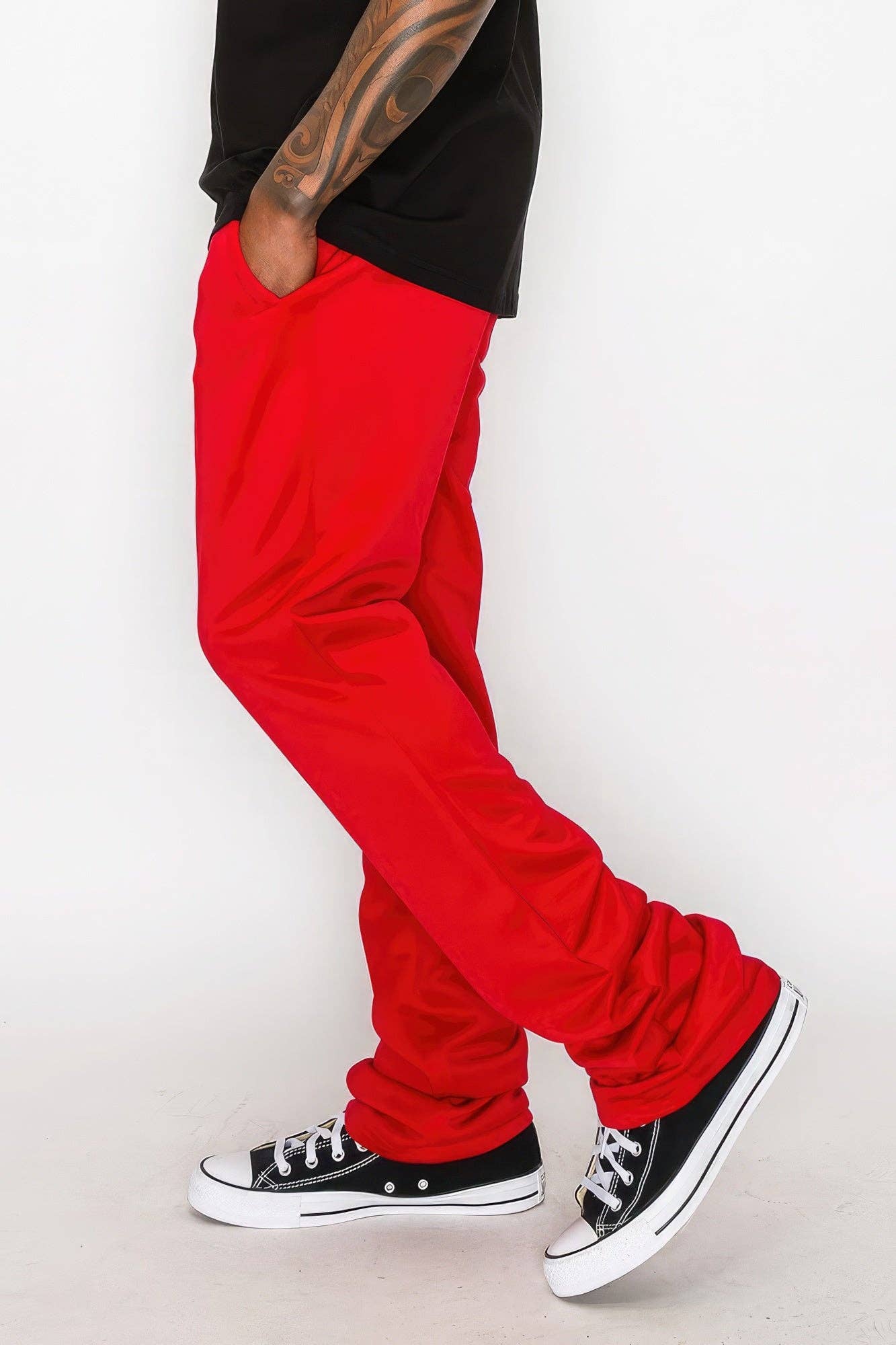 CC Wholesale Clothing - Wholesale Pants - Men's - Solid Flare Stacked Track Pants1