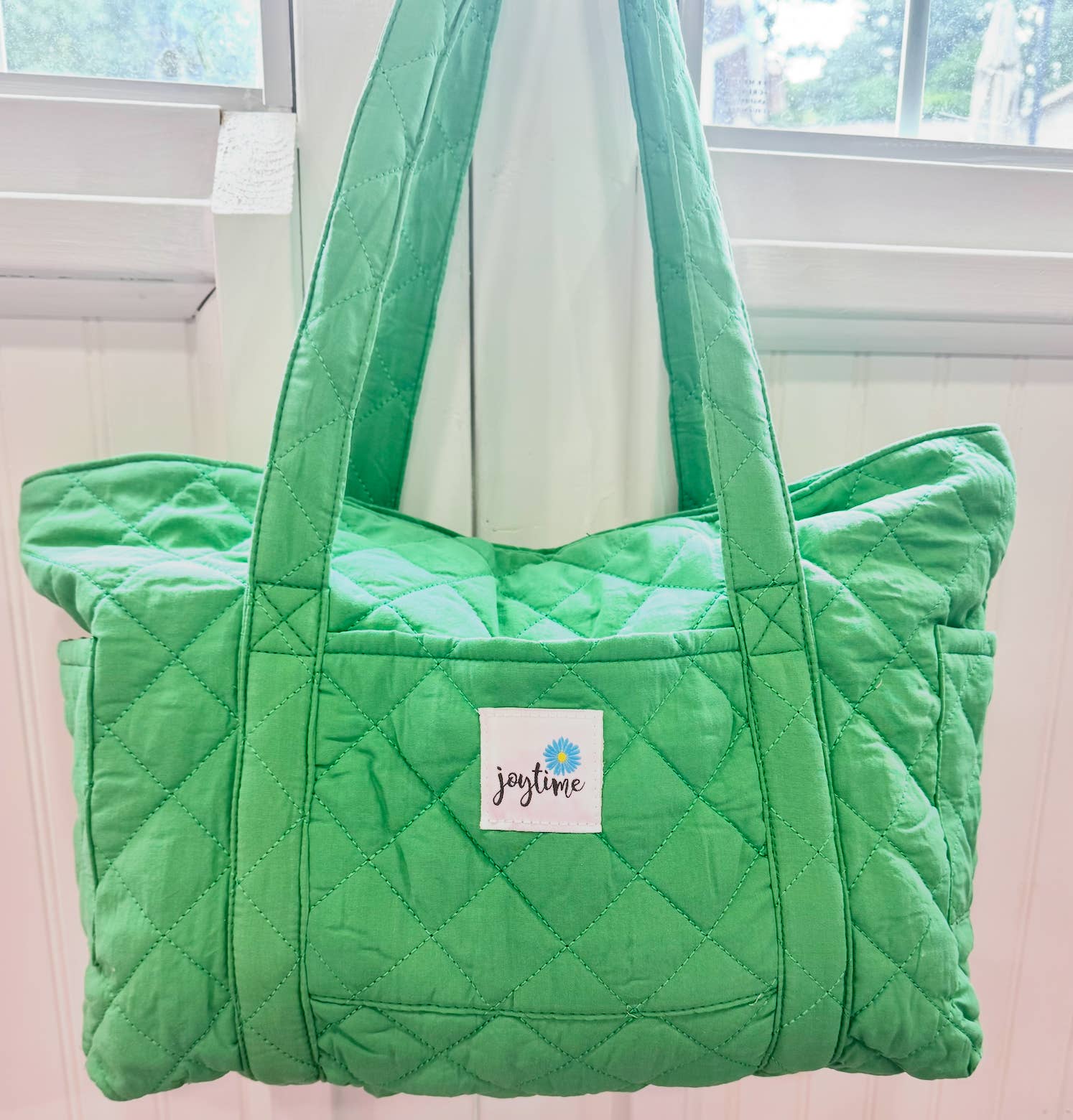 Joytime Ministries - Wholesale Tote Bag - Women's - Quilted Scripture Tote β Green