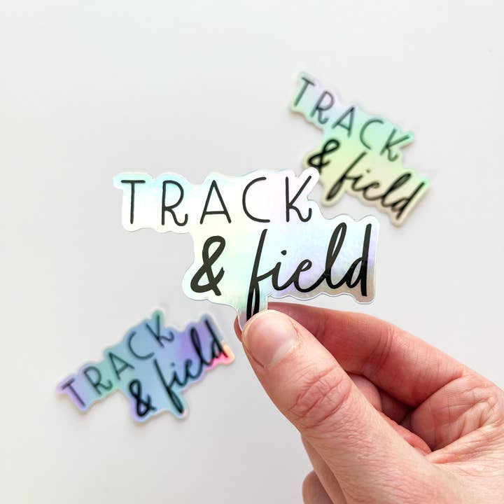 Holographic Track And Field Sticker for wholesale by Keegsie Running