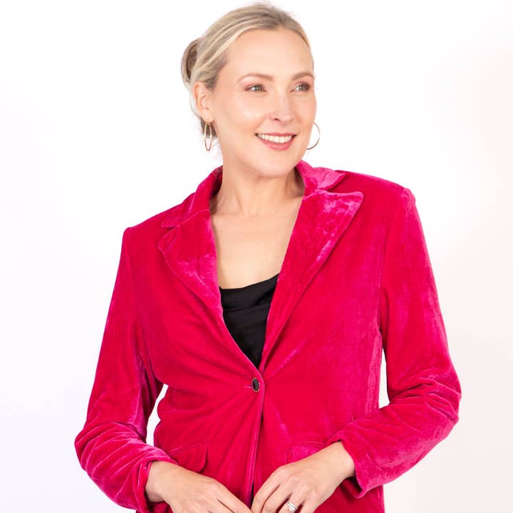 Blake Boyfriend Blazer - Raspberry, Velvet for wholesale by Sarta