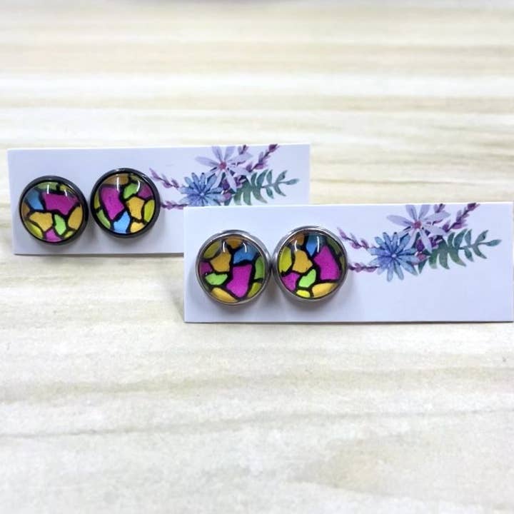 Rainbow Giraffe Print Studs for wholesale by Only Once Originals