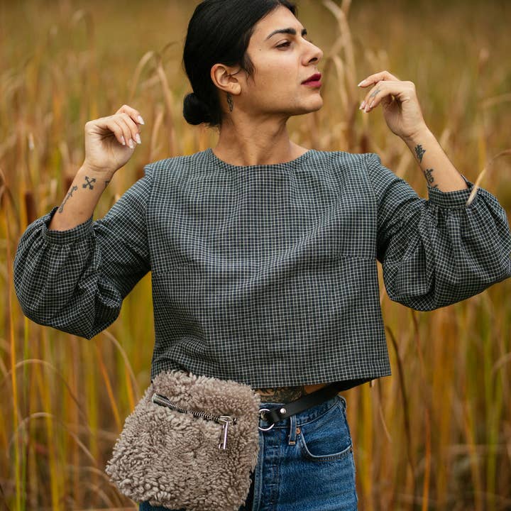 Your Bag of Holding - Wholesale Belt Bag - Women's - YBH Mushroom Shearling Fanny Pack - SMALL STRAP