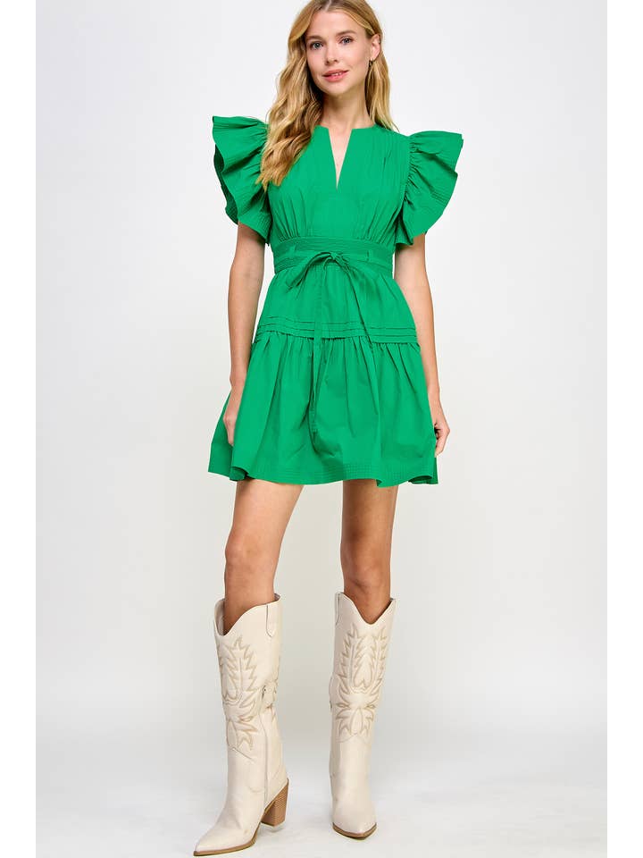 Strut & Bolt - Wholesale Dress - Women's - Flutter Sleeve Poplin Mini Dress12