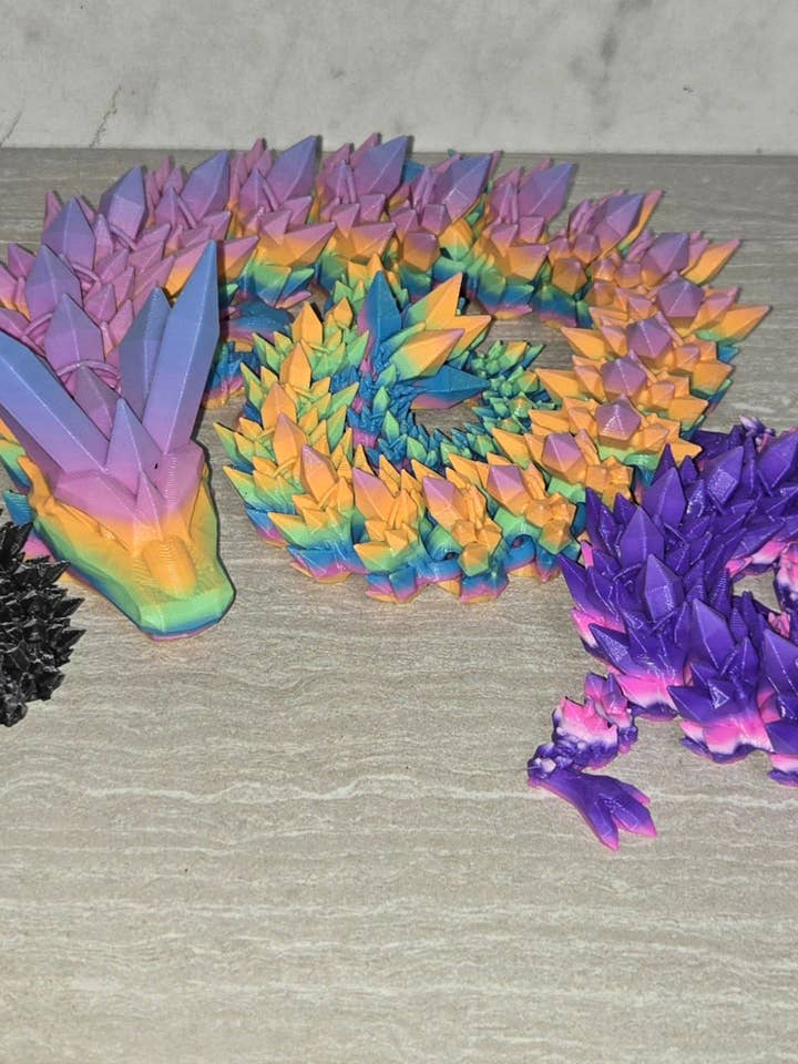 3D-tryckt kristalldrake | Artikulerande figur | Flexi Animal för wholesale av Cosmic 3D Creations