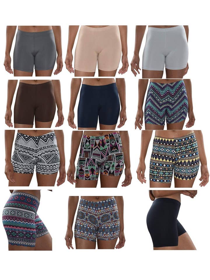 I-Wear Brands - Wholesale Underwear - Women's - 12 Pack Women's Poly-Spandex Mini Bike Short Boxer Breifs