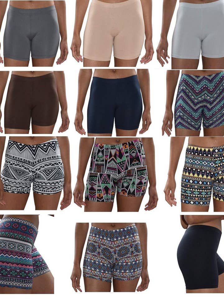 I-Wear Brands - Wholesale Underwear - Women's - 12 Pack Women's Poly-Spandex Mini Bike Short Boxer Breifs0