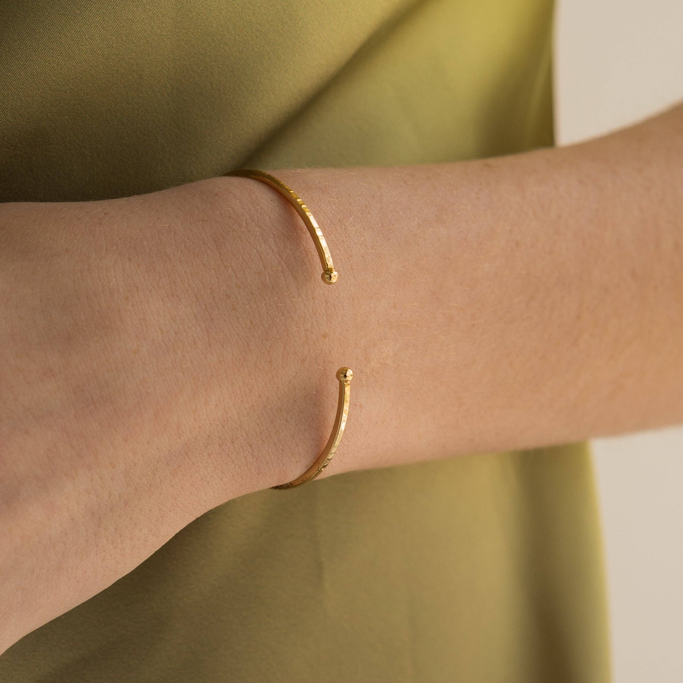 Brenda Grands Jewelry - Wholesale Bangle Bracelet - 24K Gold Adjustable Thin Hammered Bangle3