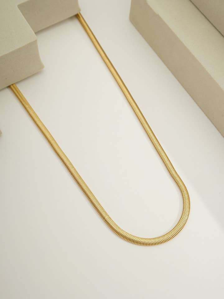 Joyería al por mayor 3mm de ancho Flatnake | Cadena | Listo para enviar para venta al por mayor de Bossaglam Jewelry