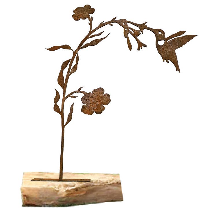 Hummingbird with Upright Flower Branch for wholesale by California Home & Garden
