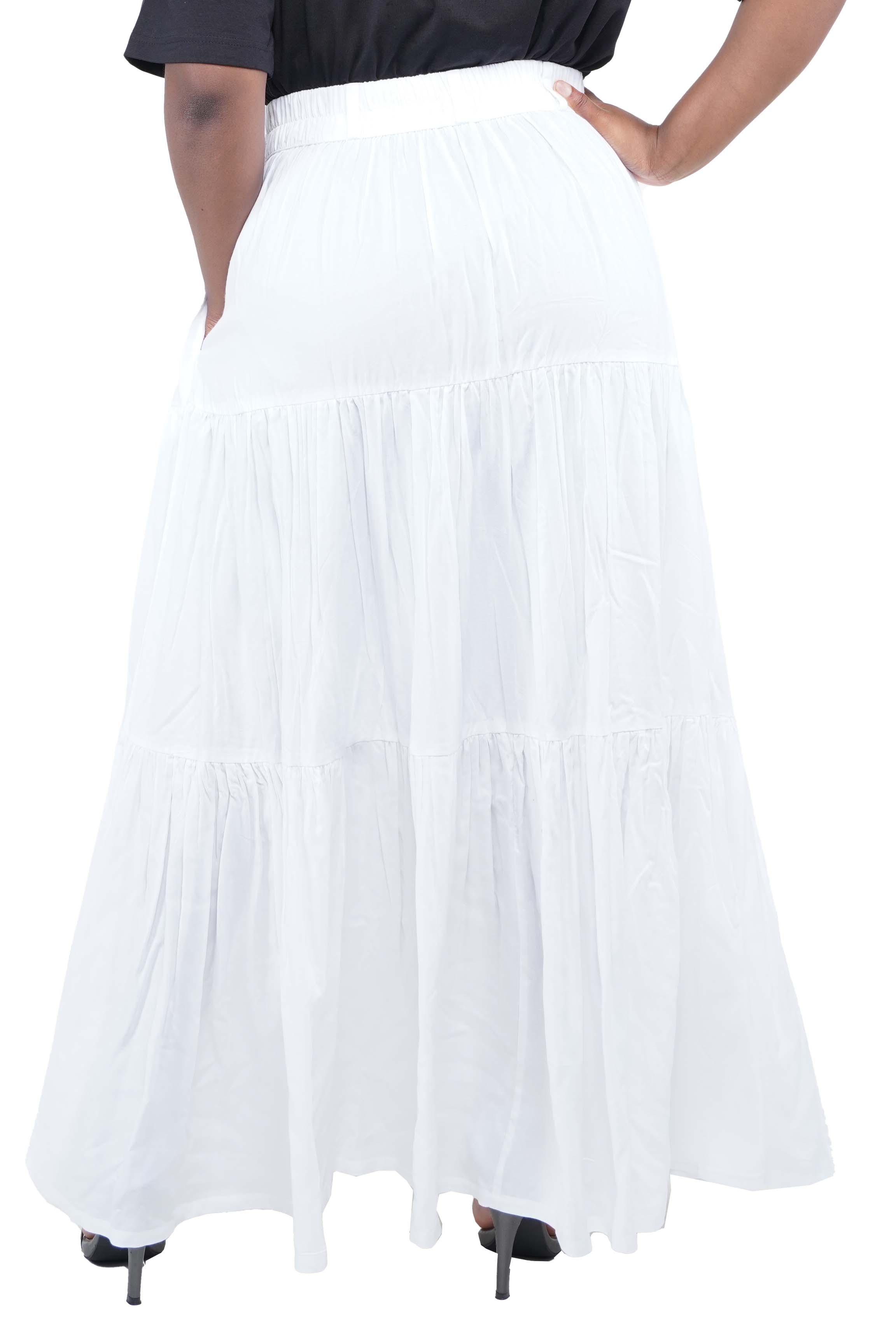 Satsuma Wholesale - Venta al por mayor Falda - Mujer - Falda larga blanca maxi con volantes3
