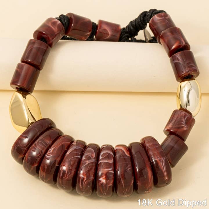 Anarchy Street - Wholesale Pendant/Charm Necklace - Gold Dipped Statement Necklace with Chunky Resin Stone Beads0