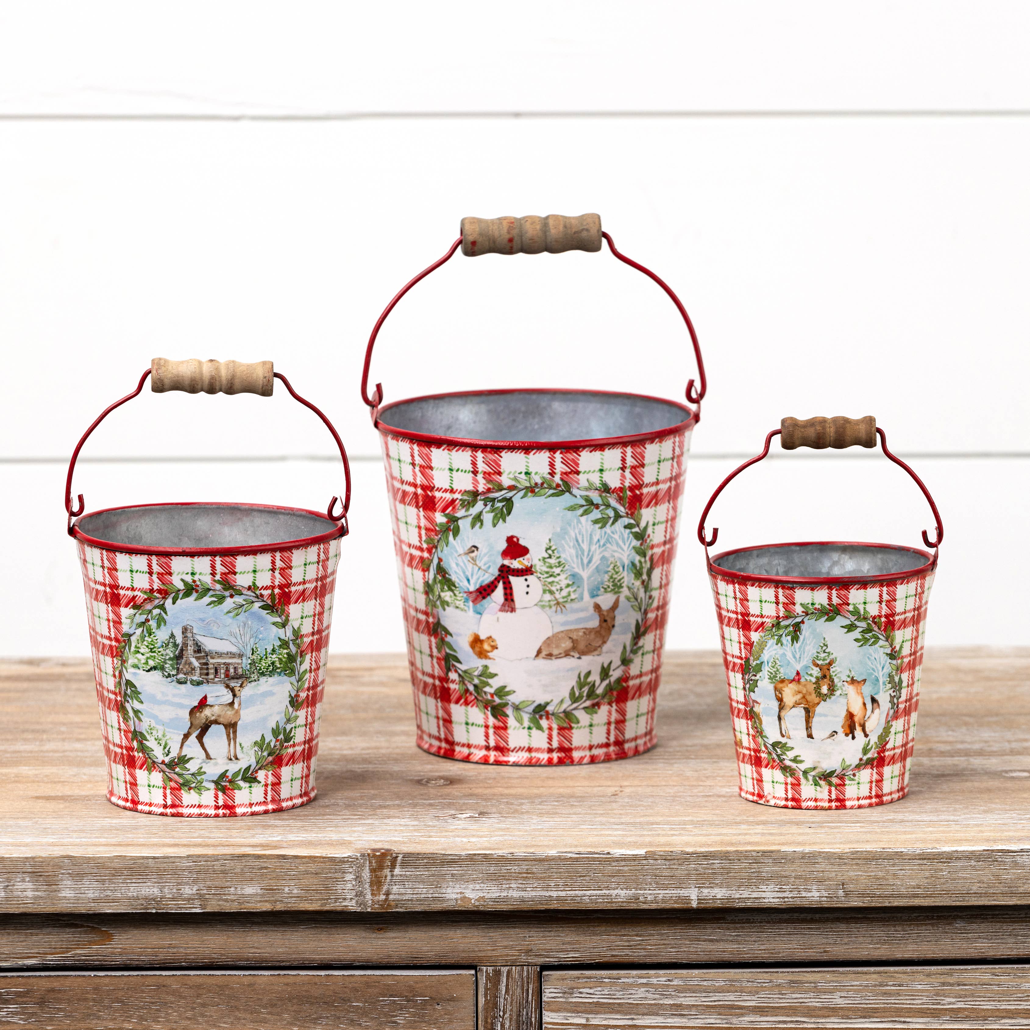 Ragon House - Vendita all'ingrosso Secchi/Secchielli - SET/ 3 SECCHI ROSSI A QUADRI1