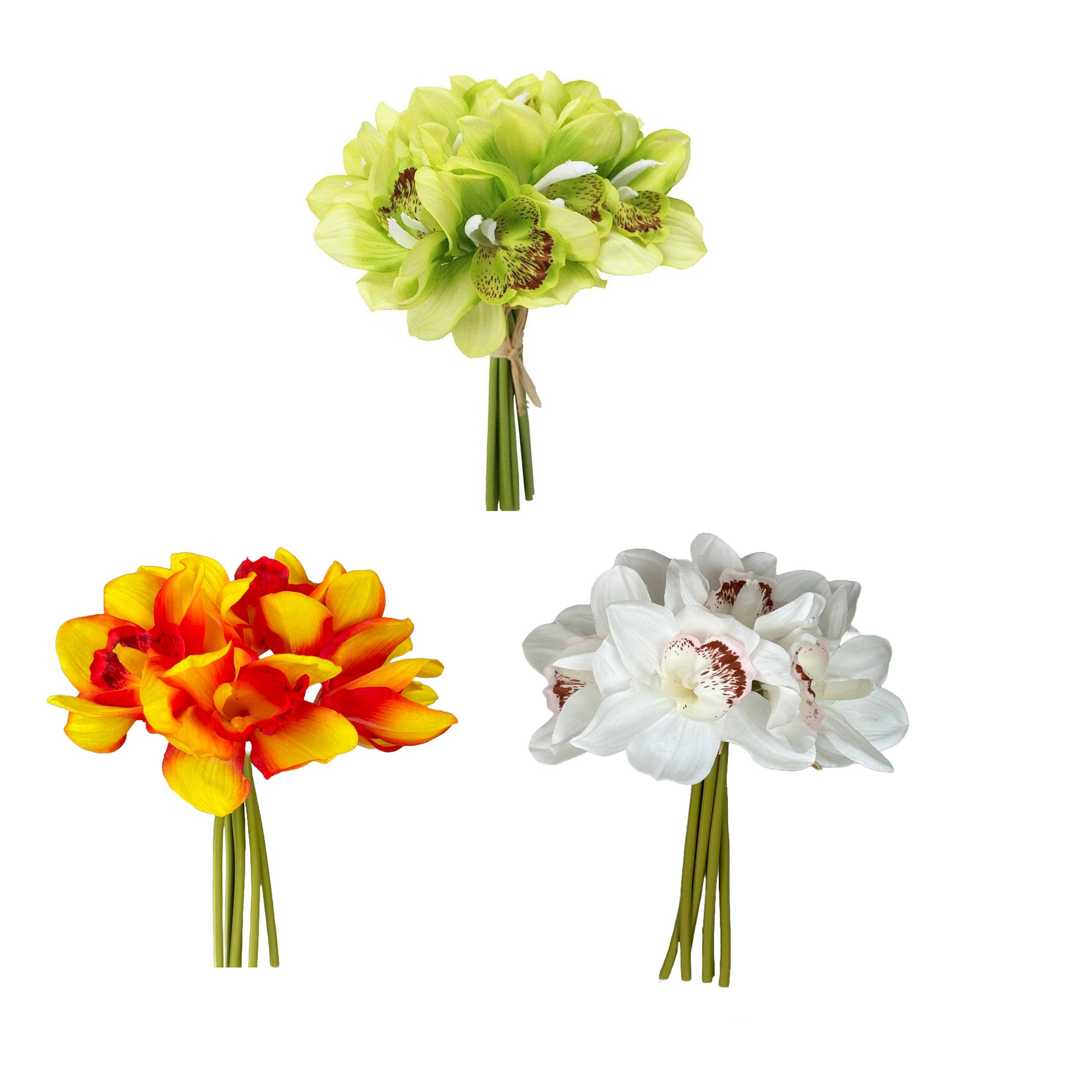 Angel Isabella - Venta al por mayor Flores artificiales - Paquete de 6 tallos de orquídea Cymbidium sintética al tacto real0