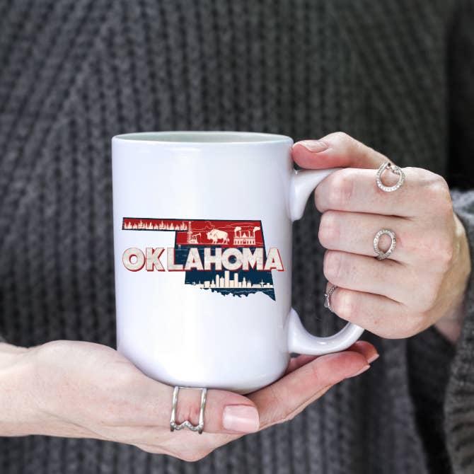 Prairie Chicken Sticker Shop & Gifts - Wholesale Coffee Mug - Oklahoma Vintage Retro State 15oz Coffee Mug 2