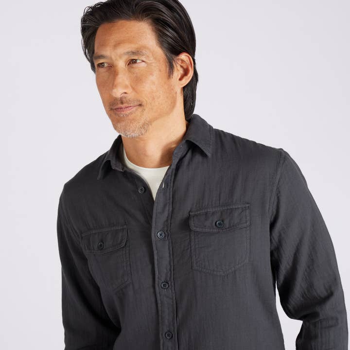 Lavado Negro Camisa de Doble Tejido Ligero Brando - Negro Lavado de venta al por mayor en Faire