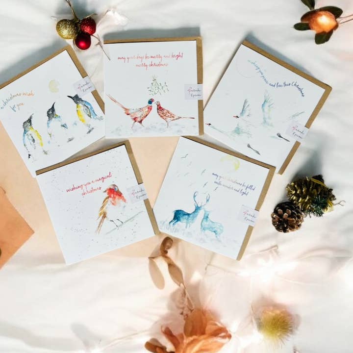 Christmas Card Pack, Wildlife Greeting Cards - by Sarah Epsom for wholesale by Sarah Epsom