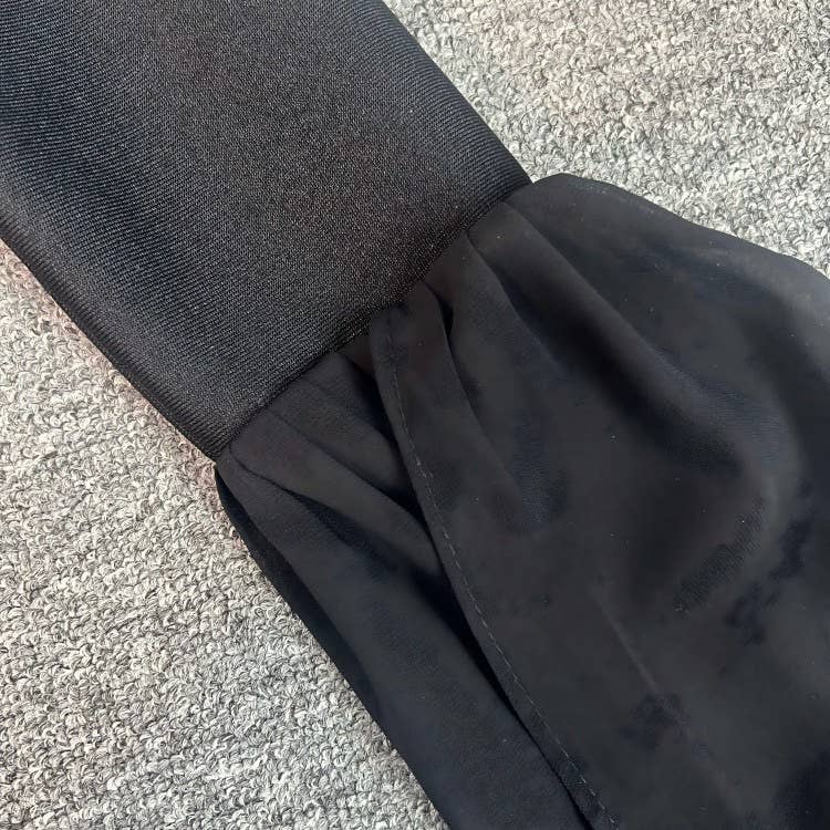 Svart DR364Bandageklänning med diamantkedjeslitsar och lång ärm för wholesale på Faire13