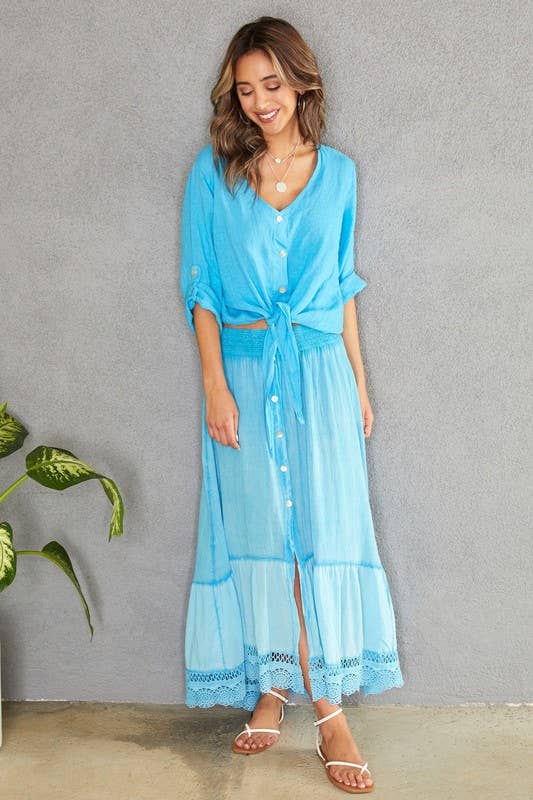 VENTI6 - Vente Jupe – femme - JUPE MAXI HI LO À MOTIF FLORAL TRESSÉ (8045)7