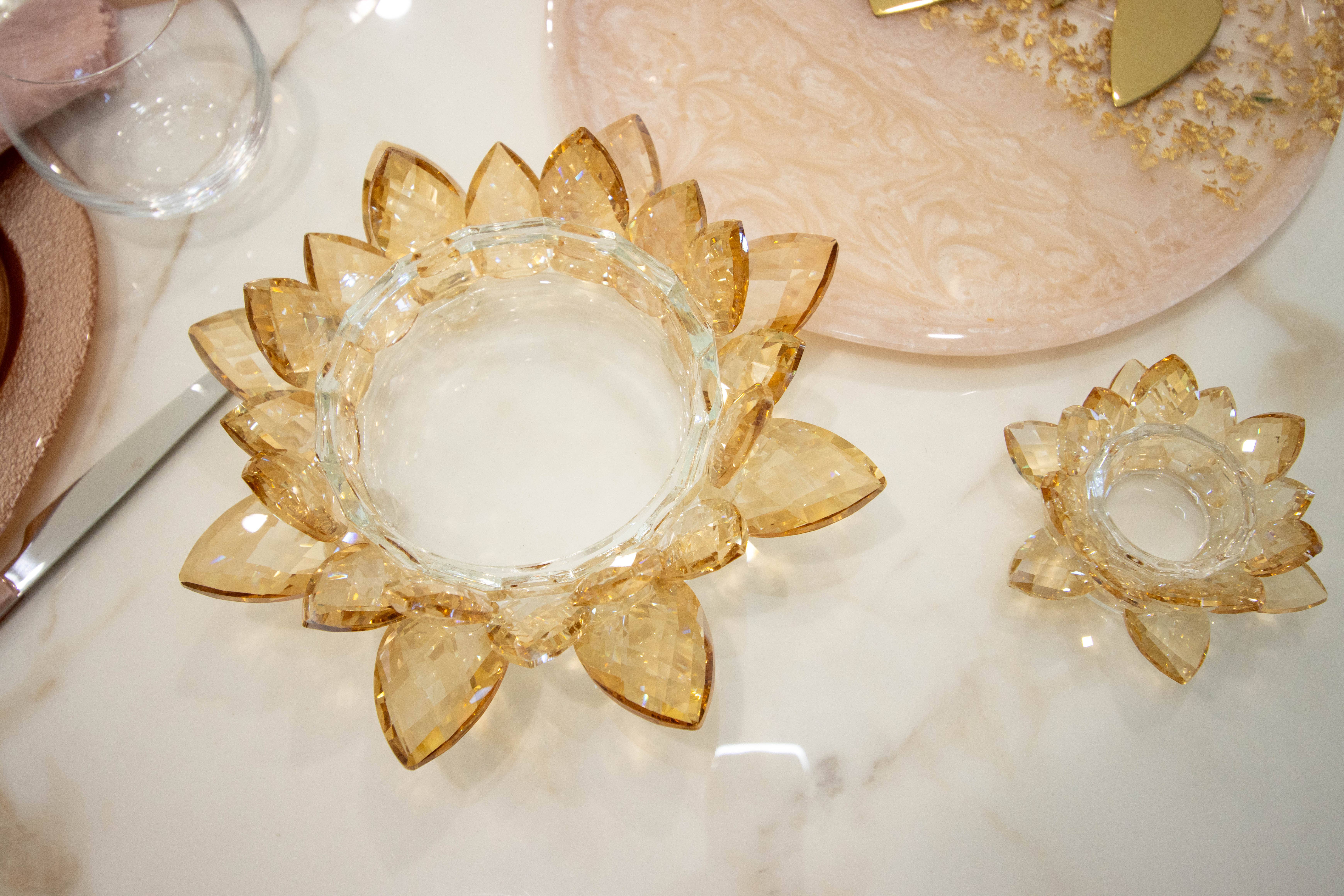 AULICA - Wholesale Candle Holder - Amber Lotus Candle Holder 11X11X5cm2