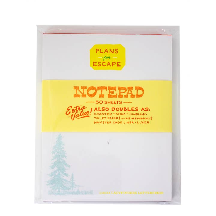 Ladyfingers Letterpress - Wholesale Notepad - Plans for Escape Risograph Notepad3