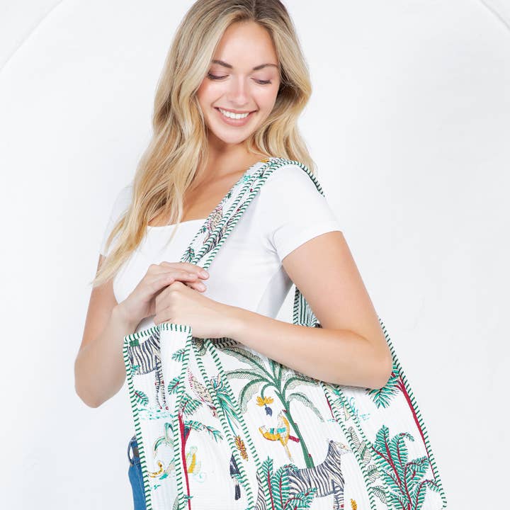 LA Soul - Wholesale Tote Bag - Women's - Jungle Quilted Tote Bag (BG-46)0