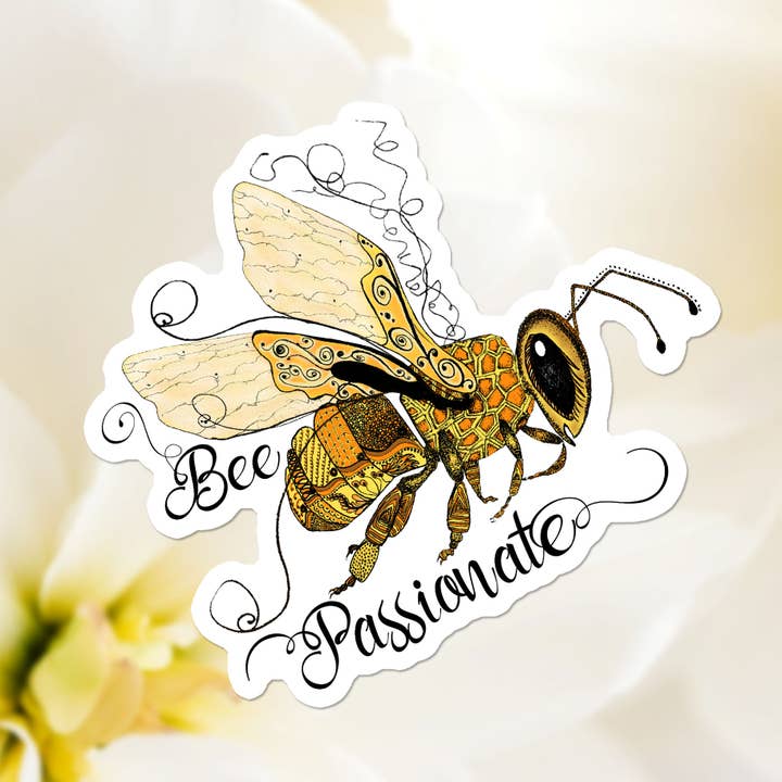 Adesivo Honeybee, Bee Passionate 3", giallo decalcomania per la vendita all'ingrosso da parte di Katekreates