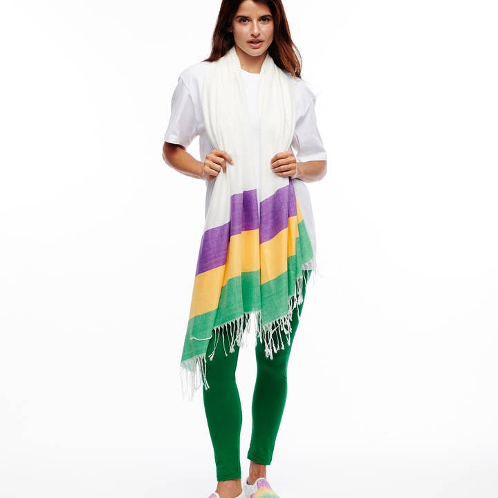 Mardi Gras 3 stripe scarf for wholesale by SongLily